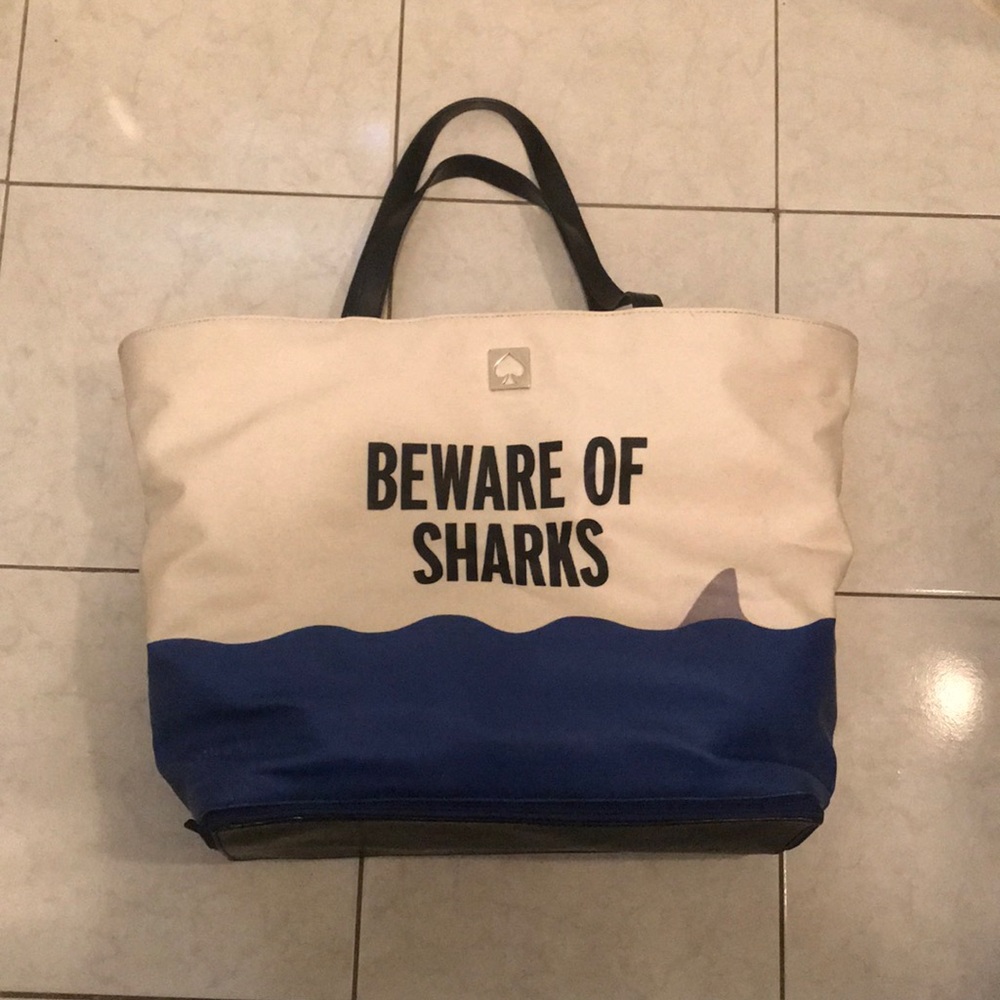 Kate Spade “Beware of Sharks” beach bag